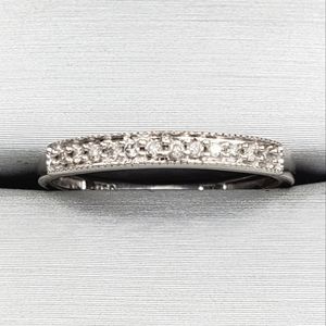 10k Solid White Gold Genuine Round Diamond Wedding Band Ring